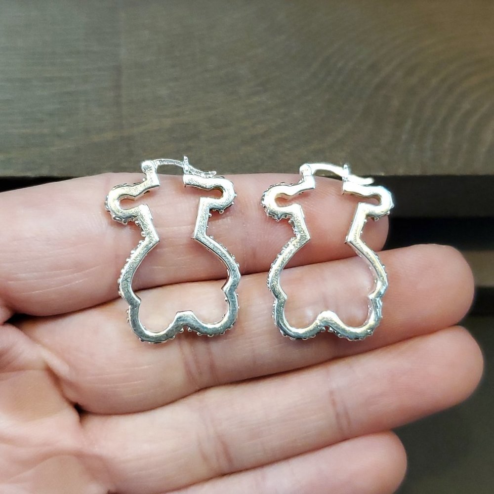 925 Sterling Silver Animal Shape Cubic Zirconia Dangle Earrings